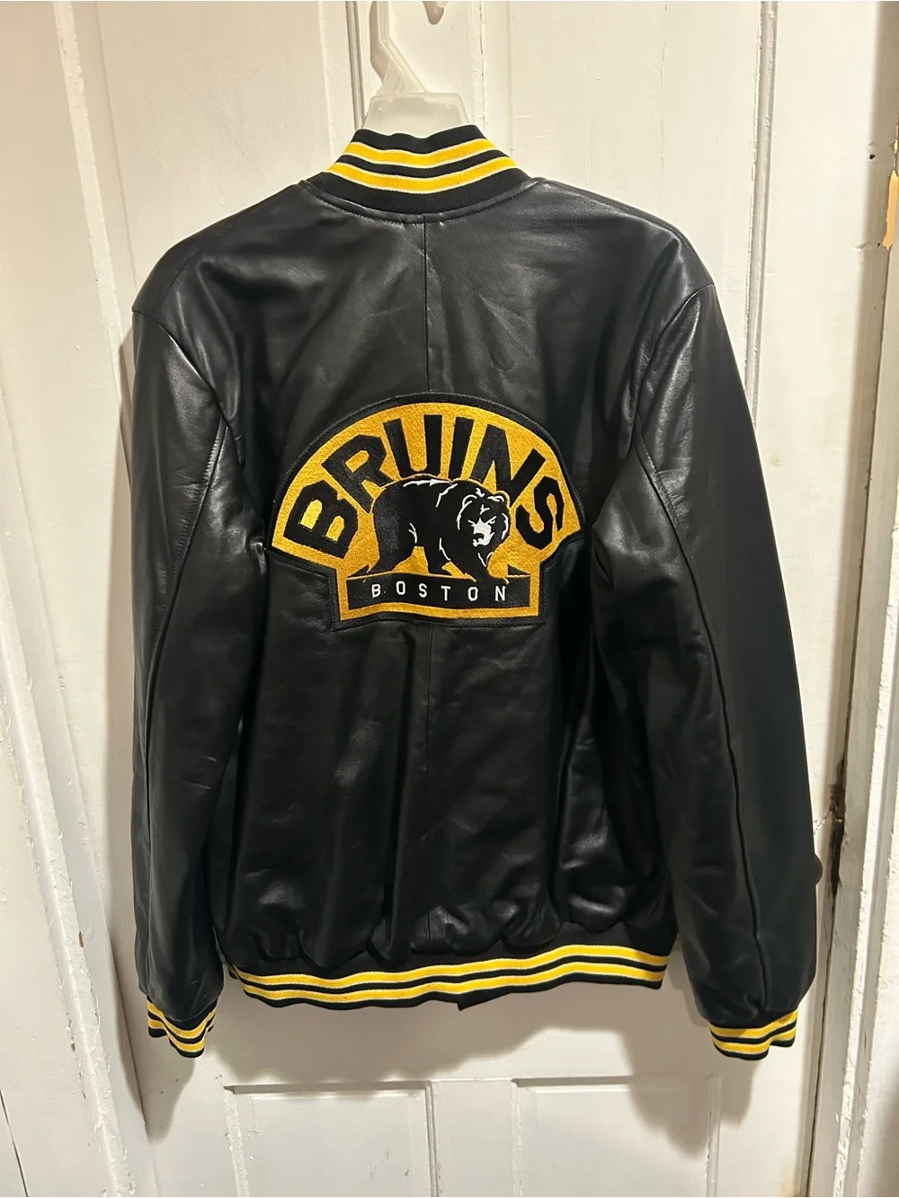 Boston Bruins Black & Yellow Leather Bomber Jacket